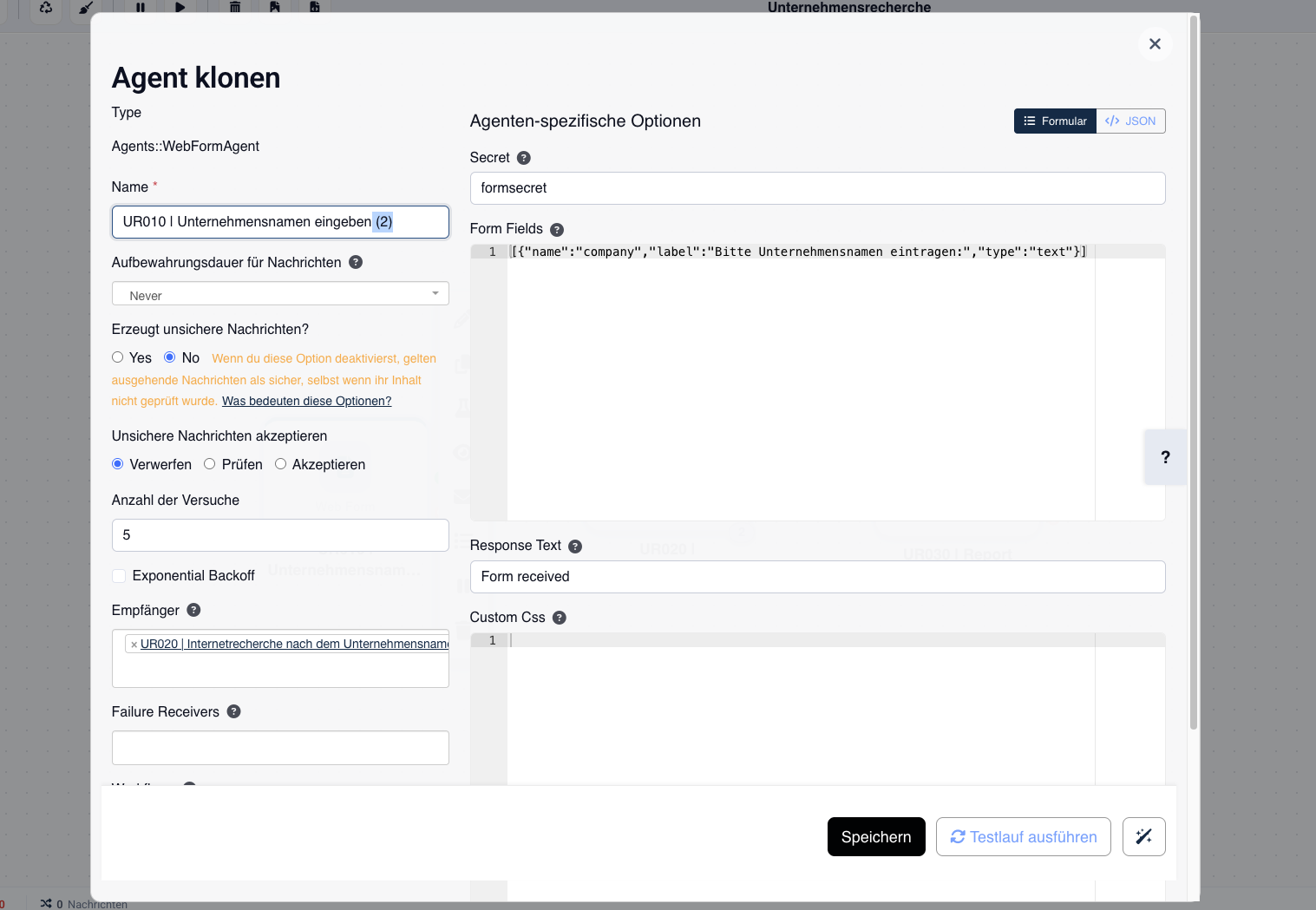Dialog: Agent klonen