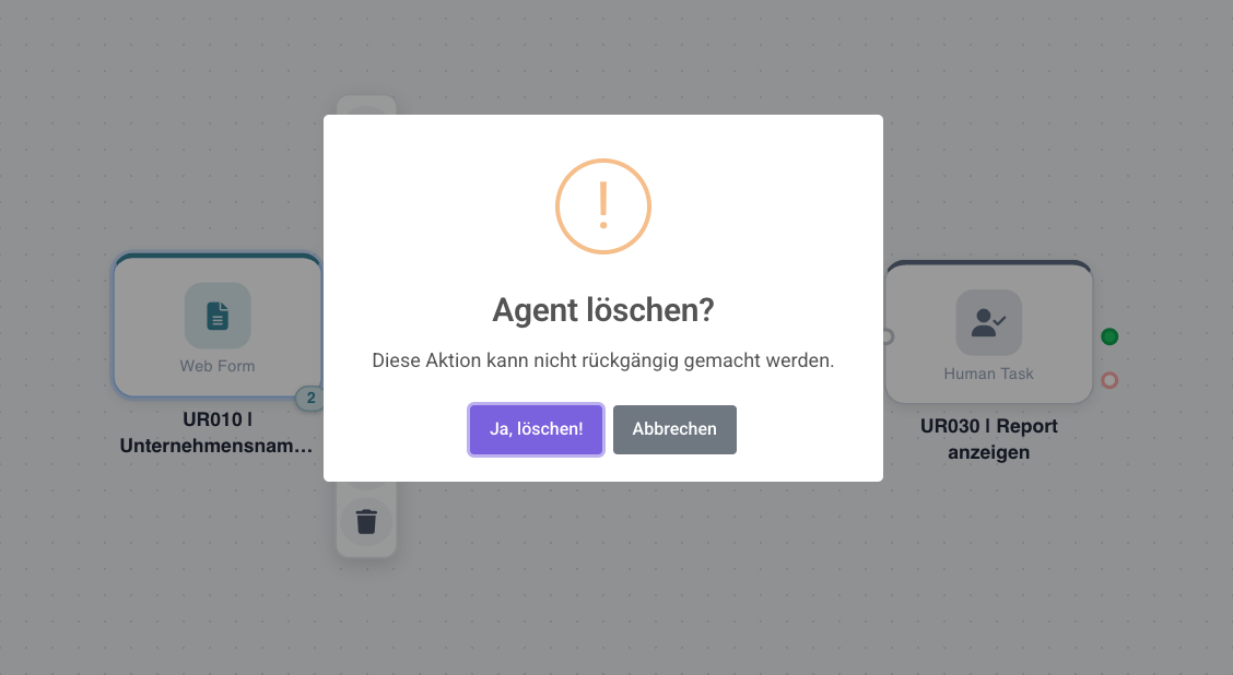 Bestätigungsdialog: Agent löschen?