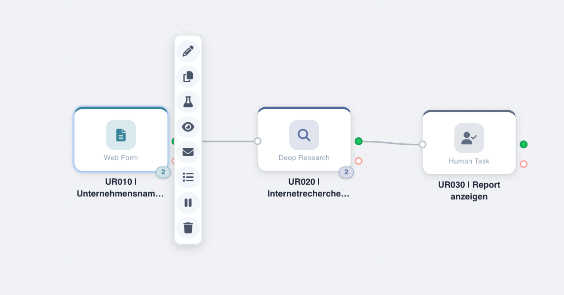 Das Agent-Menü neben einem ausgewählten Agenten