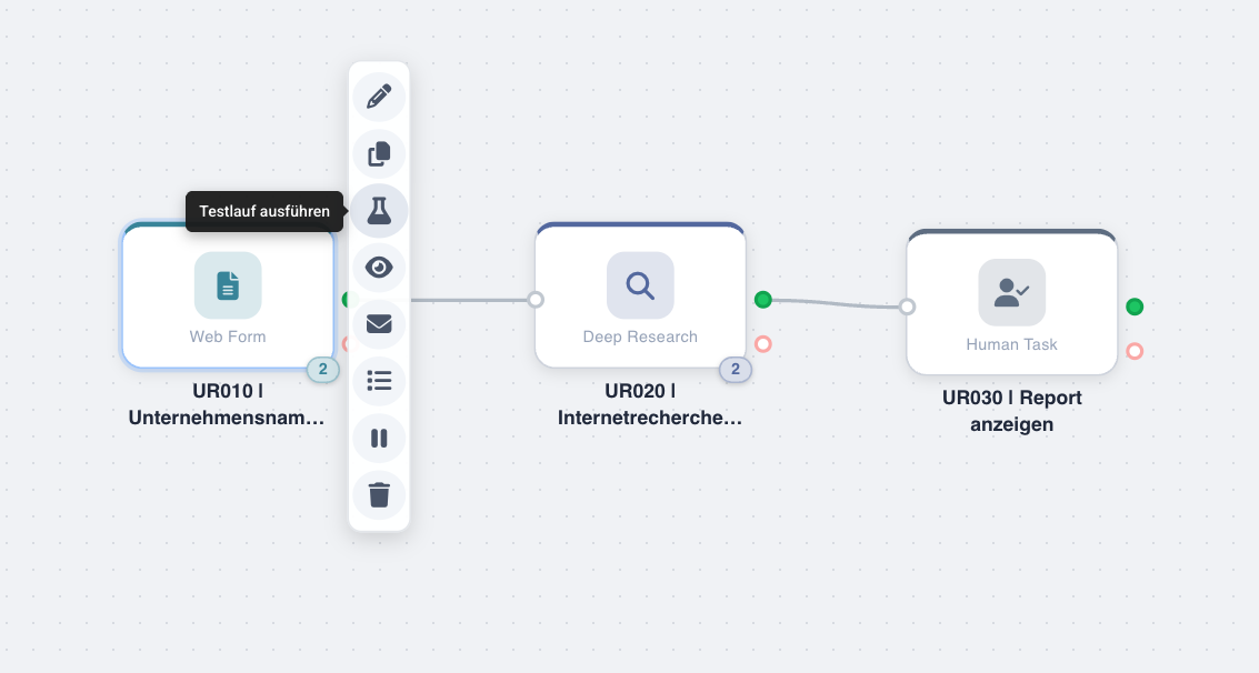 Tooltip: Testlauf ausführen