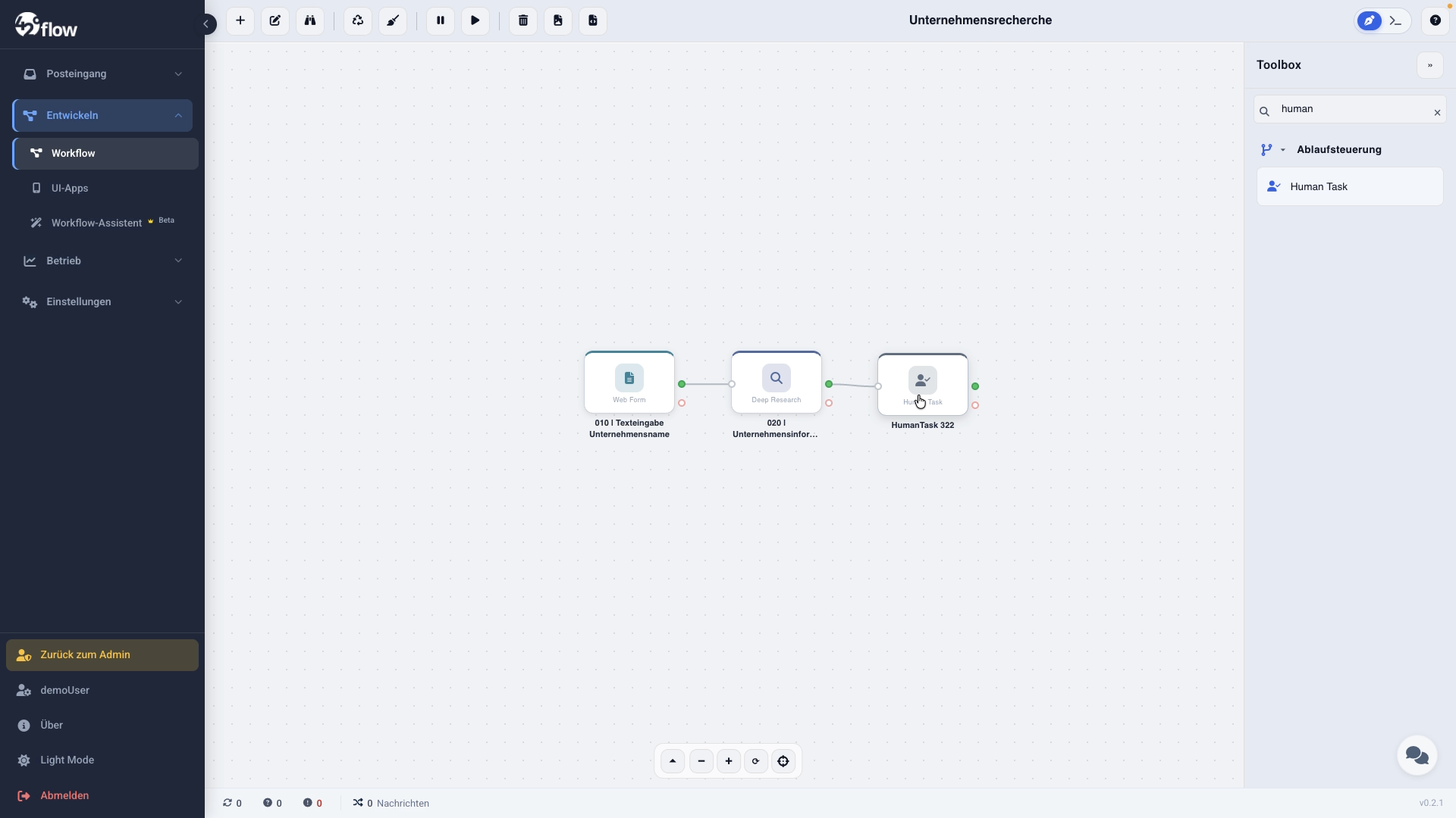 Canvas: Alle drei Agents verbunden